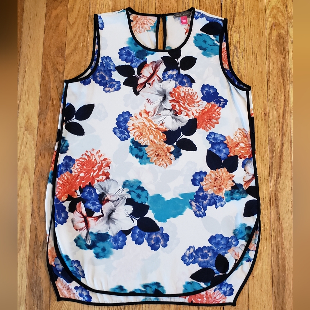 Vince Camuto Bright Floral Sleeveless Blouse, Size S